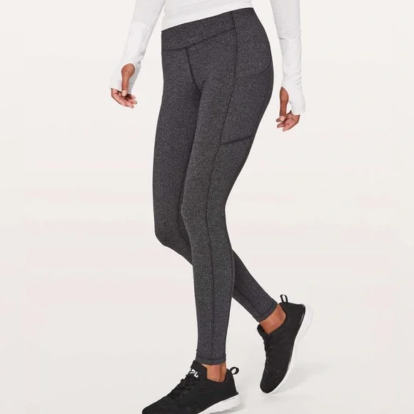Lululemon Speed Up Tight 28" Size 4 Luxtreme Knit Heathered Black Herringbone - Picture 2 of 16